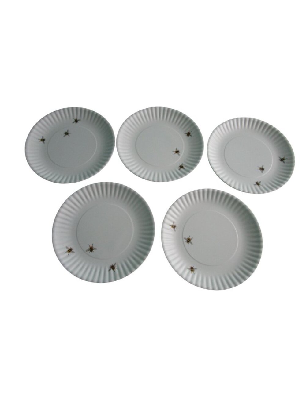 Bee Motif Melamine White Paper Plate Style One Hundred 80 Degrees Fluted Five Ge